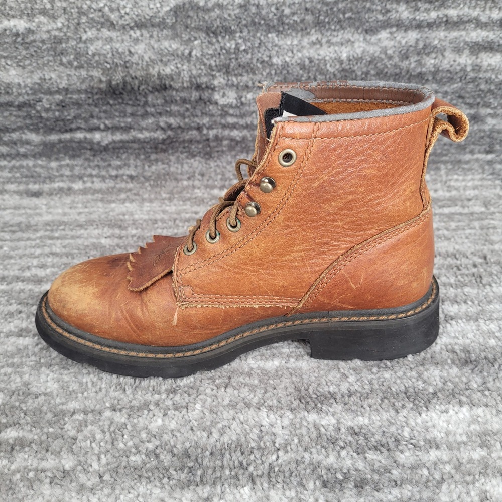 Ariat Womens 7.5B Brown Leather Lace Up Kiltie Work Boots 31080 Heritage Roper - Picture 10 of 11